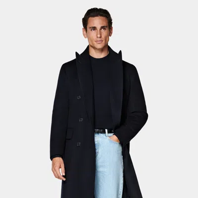 Suitsupply Navy Overcoat In Blue