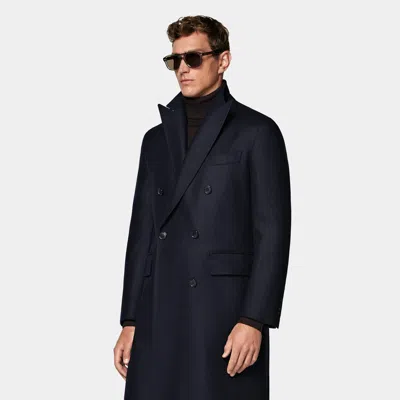Suitsupply Navy Overcoat In Multi