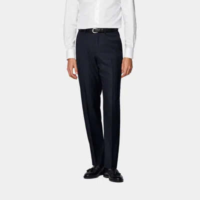 Suitsupply Navy Perennial Straight Leg Suit Trousers In Black