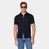 Suitsupply Navy Polo Cardigan In Black