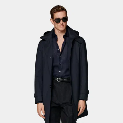 Suitsupply Navy Raincoat In Blue