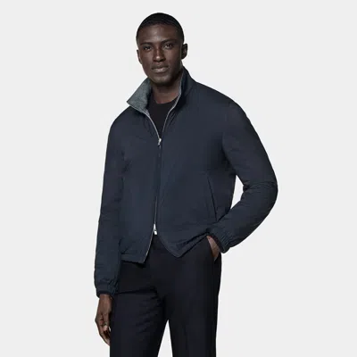 Suitsupply Navy Reversible Bomber Jacket In Blue