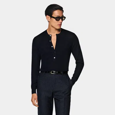 Suitsupply Navy Ribbed Henley
