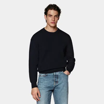 Suitsupply Navy Ribbed Merino Crewneck
