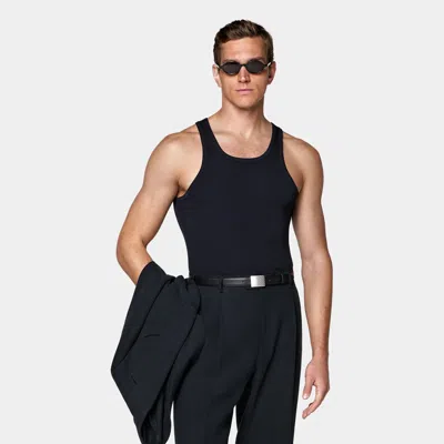 Suitsupply Navy Ribbed Tank Top In Blue