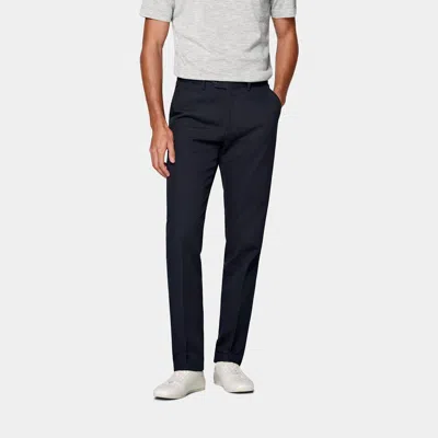 Suitsupply Navy Slim Leg Straight Chinos In Blue