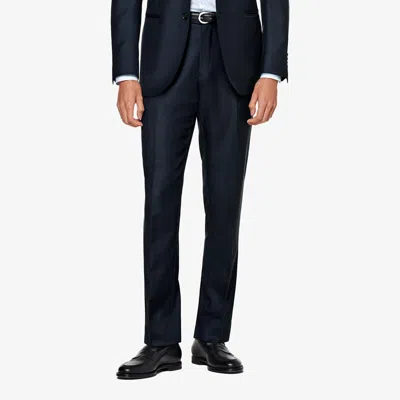 Suitsupply Navy Slim Leg Straight Suit Trousers In Blue