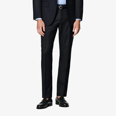 Suitsupply Navy Slim Leg Straight Suit Trousers In Black