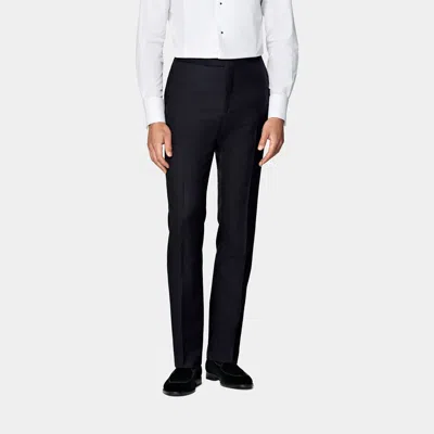 Suitsupply Navy Slim Leg Straight Tuxedo Pants In Black