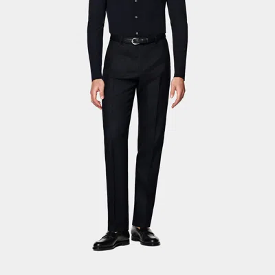 Suitsupply Navy Straight Leg Pants In Black