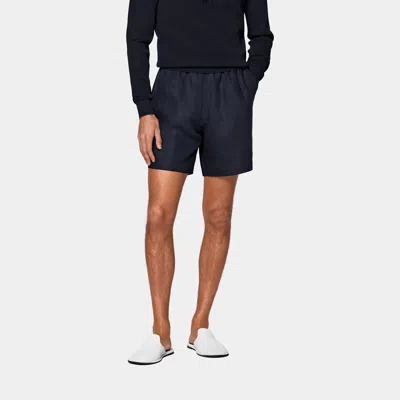 Suitsupply Navy Straight Leg Shorts In Blue