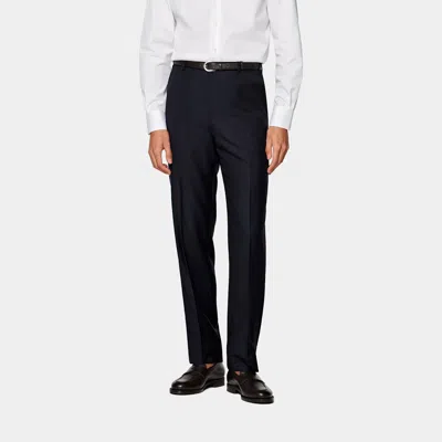 Suitsupply Navy Straight Leg Suit Trousers In Blue