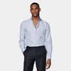 SUITSUPPLY SUITSUPPLY NAVY STRIPED ROYAL OXFORD SLIM FIT SHIRT