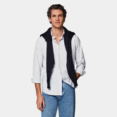 Suitsupply Navy Striped Slim Fit Shirt