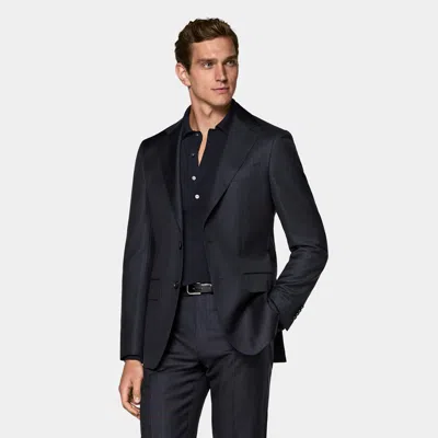 Suitsupply Navy Striped Tailored Fit Havana Suit In Black