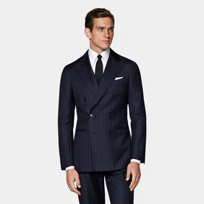 Suitsupply Navy Striped Tailored Fit Havana Suit In Blue