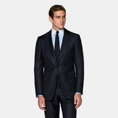 Suitsupply Navy Striped Tailored Fit Milano Suit In Blue