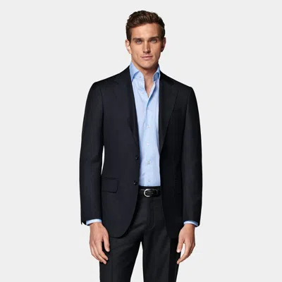 Suitsupply Navy Tailored Fit Havana Suit Jacket In Black