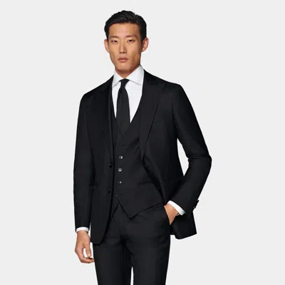 Suitsupply Navy Three-piece Tailored Fit Havana Suit In Black
