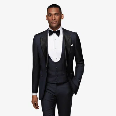 Suitsupply Navy Tuxedo Waistcoat In Black