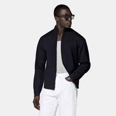 Suitsupply Navy Zip Cardigan In Blue