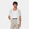 SUITSUPPLY SUITSUPPLY OFF-WHITE CROCHET POLO CARDIGAN