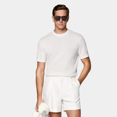 Suitsupply Off-white Jacquard Short Sleeve Crewneck