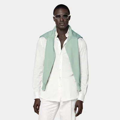 Suitsupply Off-white Knitted Cotton Silk Shirt In Neutral