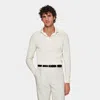 SUITSUPPLY SUITSUPPLY OFF-WHITE RAGLAN LONG SLEEVE POLO
