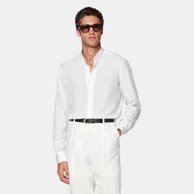 Suitsupply Off-white Lyocell Silk Shirt In Gray