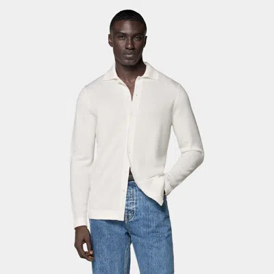 Suitsupply Off-white Merino Long Sleeve Polo Cardigan