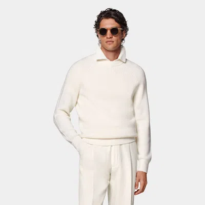 Suitsupply Off-white Merino Ribbed Crewneck