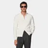 Suitsupply Off-white Ribbed Zip Cardigan In White