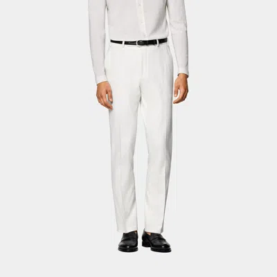 SUITSUPPLY SUITSUPPLY OFF-WHITE STRAIGHT LEG PANTS