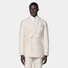 SUITSUPPLY SUITSUPPLY OFF-WHITE STRIPED TAILORED FIT HAVANA SUIT