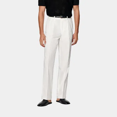 SUITSUPPLY OFF-WHITE WIDE LEG STRAIGHT CHINOS