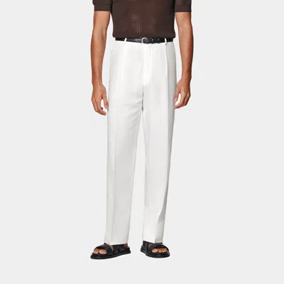 Suitsupply Off-white Wide Leg Straight Trousers