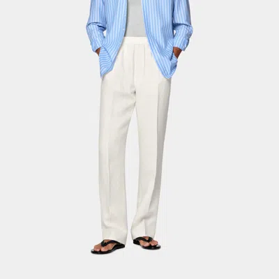 Suitsupply Off-white Wide Leg Straight Trousers