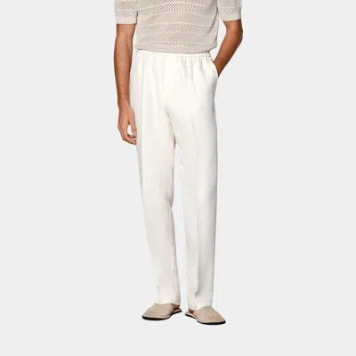 Suitsupply Off-white Wide Leg Straight Trousers