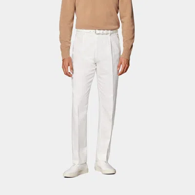 SUITSUPPLY SUITSUPPLY OFF-WHITE WIDE LEG TAPERED PANTS