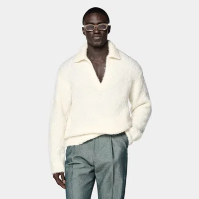 Suitsupply Off-white Long Sleeve Buttonless Polo