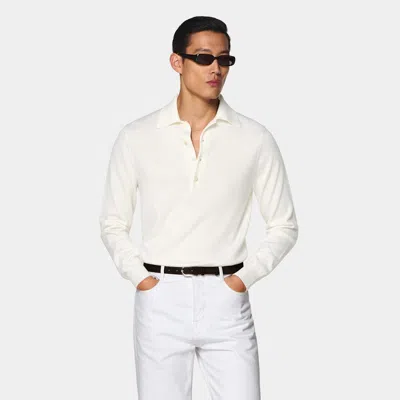 Suitsupply Off-white Merino Long Sleeve Polo