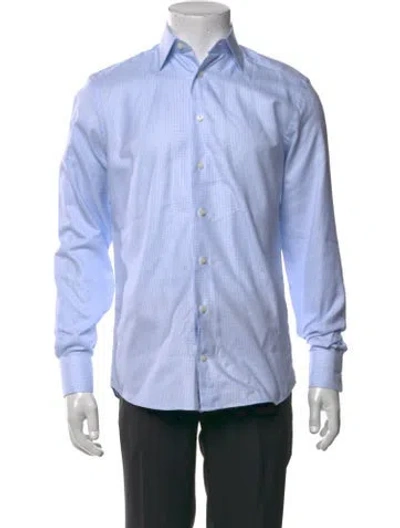 Pre-owned Suitsupply Patterned Long Sleeve Dress Shirt In Blue