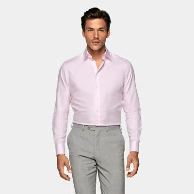 Suitsupply Pink Striped Oxford Slim Fit Shirt In Purple