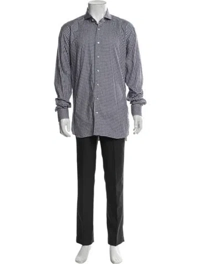 Pre-owned Suitsupply Plaid Print Long Sleeve Dress Shirt In Blue