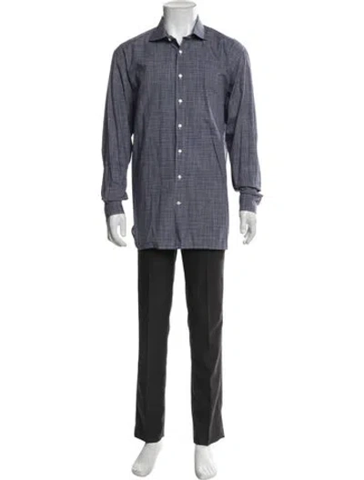 Pre-owned Suitsupply Plaid Print Long Sleeve Dress Shirt In Blue