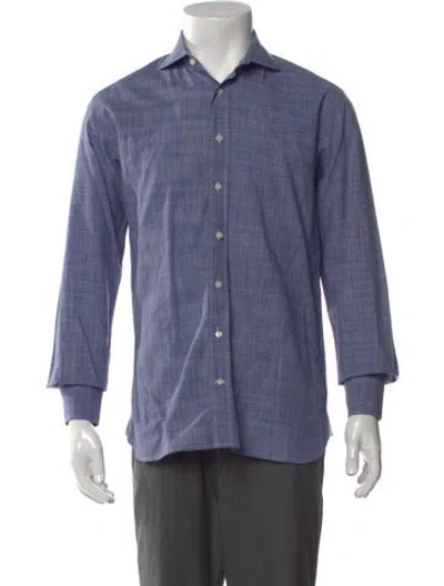 Pre-owned Suitsupply Plaid Print Long Sleeve Dress Shirt In Blue