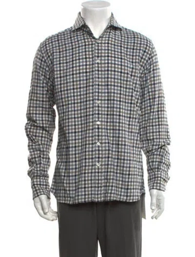 Pre-owned Suitsupply Plaid Print Long Sleeve Dress Shirt In Neutrals