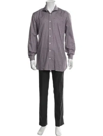 Pre-owned Suitsupply Plaid Print Long Sleeve Dress Shirt In Purple