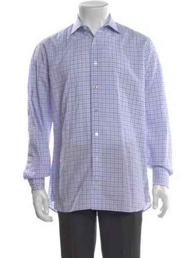 Pre-owned Suitsupply Plaid Print Long Sleeve Shirt In Blue